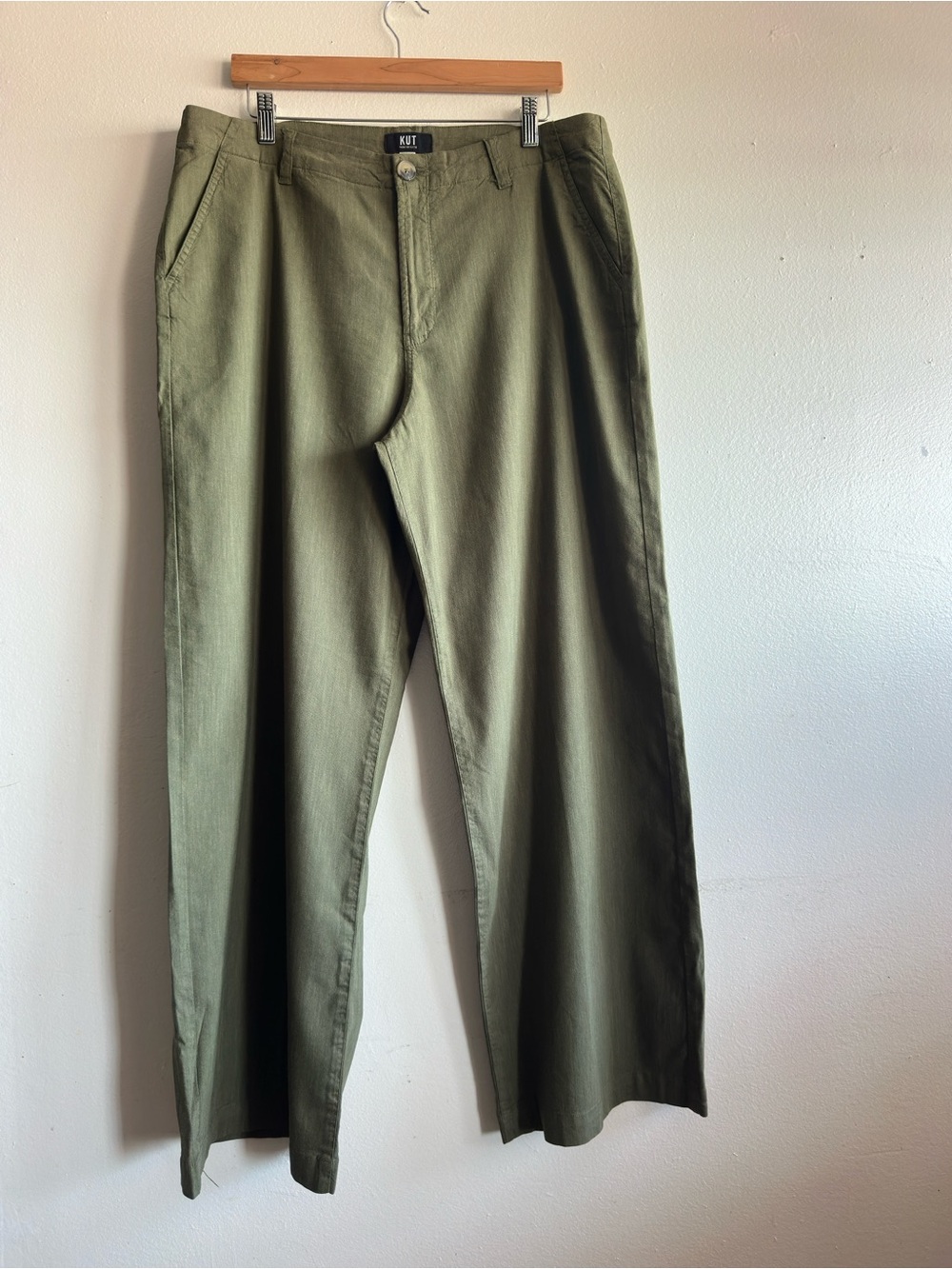 Kut from the Kloth Olive Wide-Leg Trousers Size 14